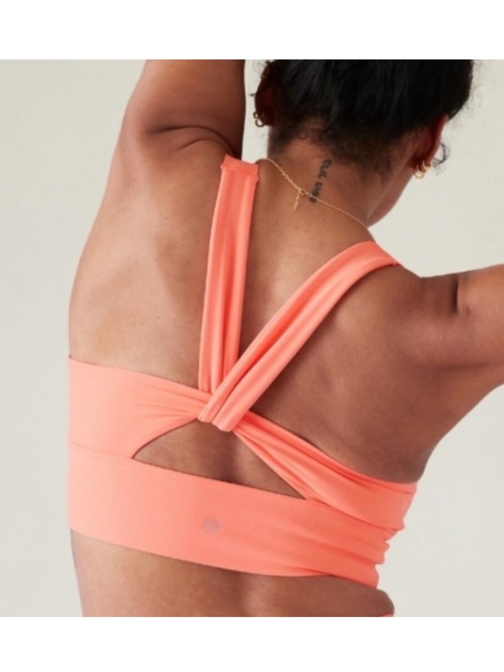 Athleta Coral Pink Peach Sports Bra Longline Warrior Yoga